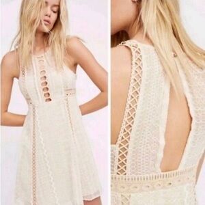 Free People Cream Halter Sundress Mini